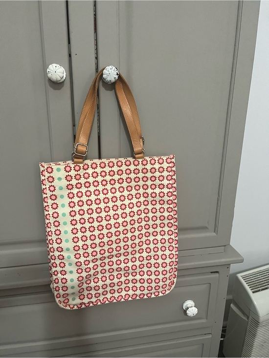 Orla Kiely Handbags - Orla Keily Canvas Floral Pattern Tote Bag with Tan Handles
